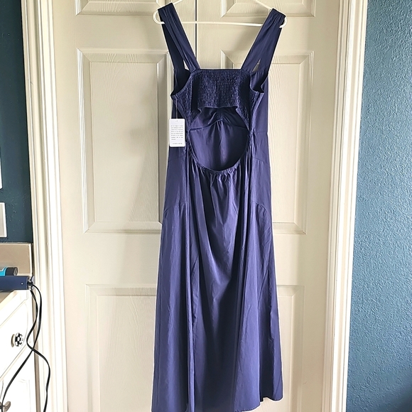 NWT Stitchdrop Bae Shore Sleeveless Midi Dress Flared Smocked Back BLUE Large - Picture 9 of 12